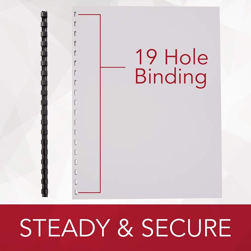 جي سي بي حلقات تجليد GBC، قطر 1/2 بوصة، سعة 90 ورقة، تجليد حلزوني، أسود، عبوة من 100 قطعة (4000068)، الموديل: GBC4000068 - Image 4